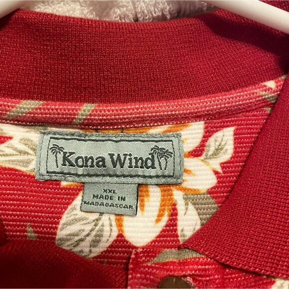 Kona Wind Men's Tropical Print 3-Button Golf Polo Short Sleeve Sz XXL Red Orange - Picture 9 of 11